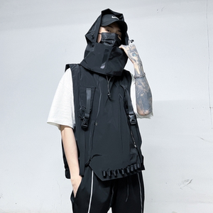 多口袋伞兵机能风工装冲锋连帽马甲背心宽松男潮流坎肩MJ68 P125图片