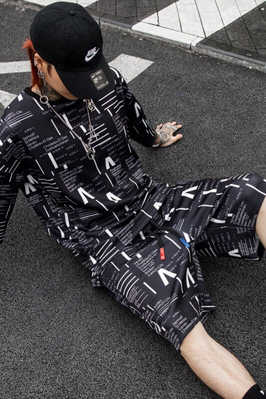 2025夏季五分袖T恤短裤套装男潮流ins超火的上衣服嘻哈男DT02P85,男装牛仔裤,星座101A-3
