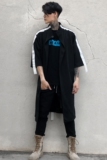 春夏潮男中袖宽松长款衬衫潮发型师立领时尚休闲装C48P95，男装衬衫，星座101A-3
