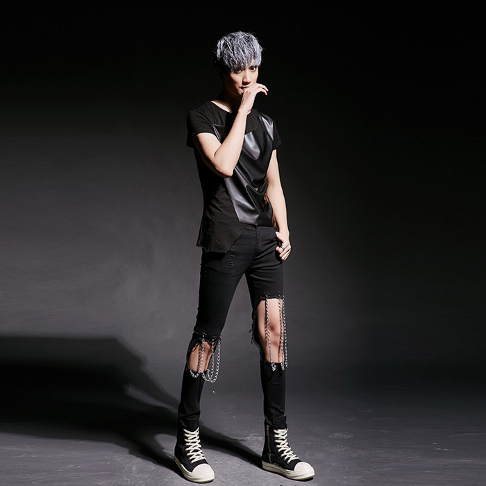 2022潮男夏款非主流演出服个性短袖T恤夜场朋克发型师潮T310P55,男装T恤,星座101A-3