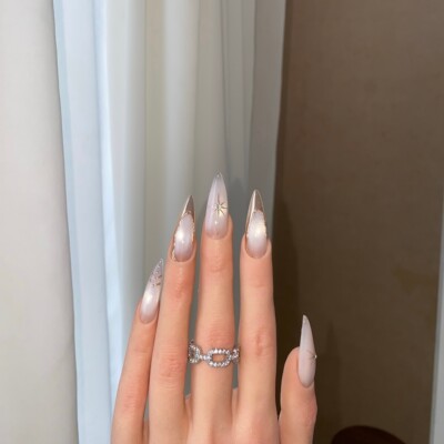 BOBBINAILS欧美高级猫眼不规则魔镜粉玫瑰金可拆卸穿戴甲