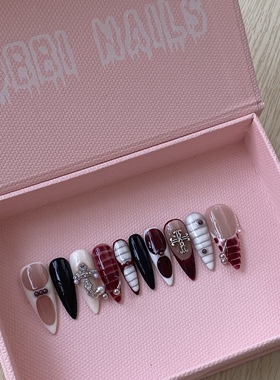 BOBBINAILS欧美INS手绘鳄鱼纹辣妹多元素重工穿环可拆卸穿戴甲