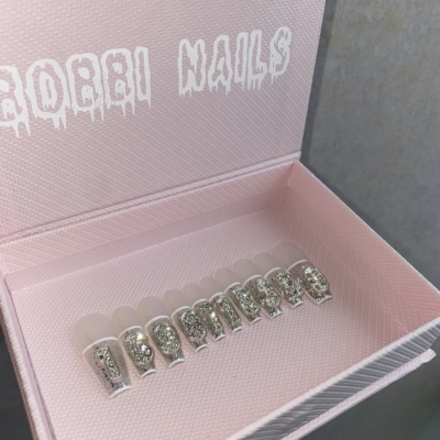 BOBBINAILS欧美紫色偏光细闪DIY数字饰品可拆卸穿戴甲手工