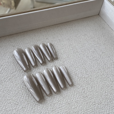 BOBBINAILS欧美冰茶灰陶瓷猫眼可拆卸穿戴甲成品