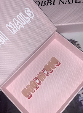 BOBBI NAILS手工手绘层次爱心粉色系可爱穿戴甲可卸新型短梯形