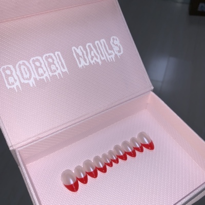 BOBBINAILS欧美极光法式红色穿戴甲INS风辣妹可拆卸穿戴甲