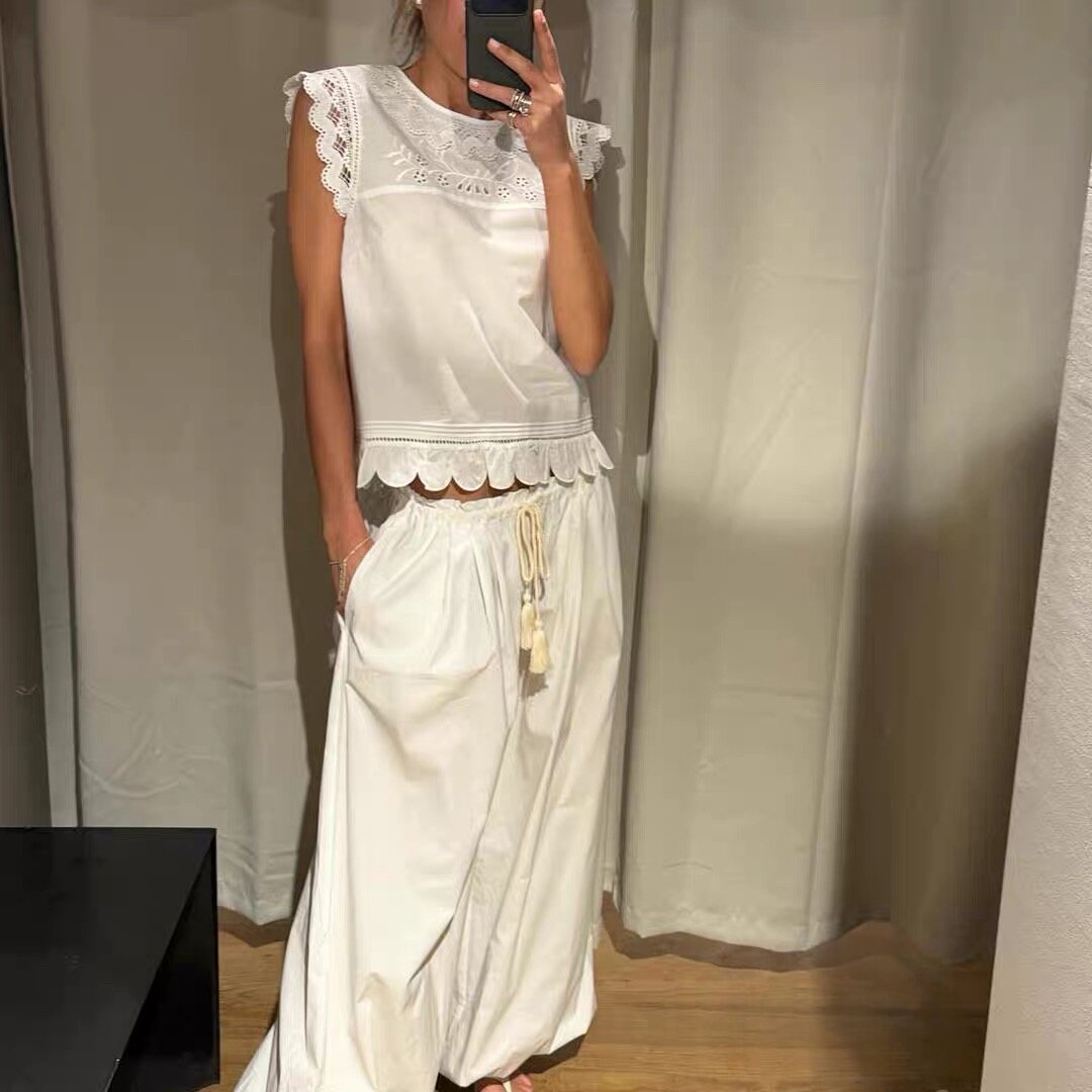 法式小众2026夏季蕾丝刺绣花边领衬衫女后背系带蝴蝶结百搭上衣