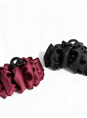 流光缎面发圈抓夹法式简约纯色百搭发夹发卡大号鲨鱼夹盘发夹yf