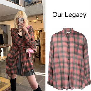 原版定制Our Legacy 23秋款 李硕珉同款格子休闲宽松慵懒风衬衫潮