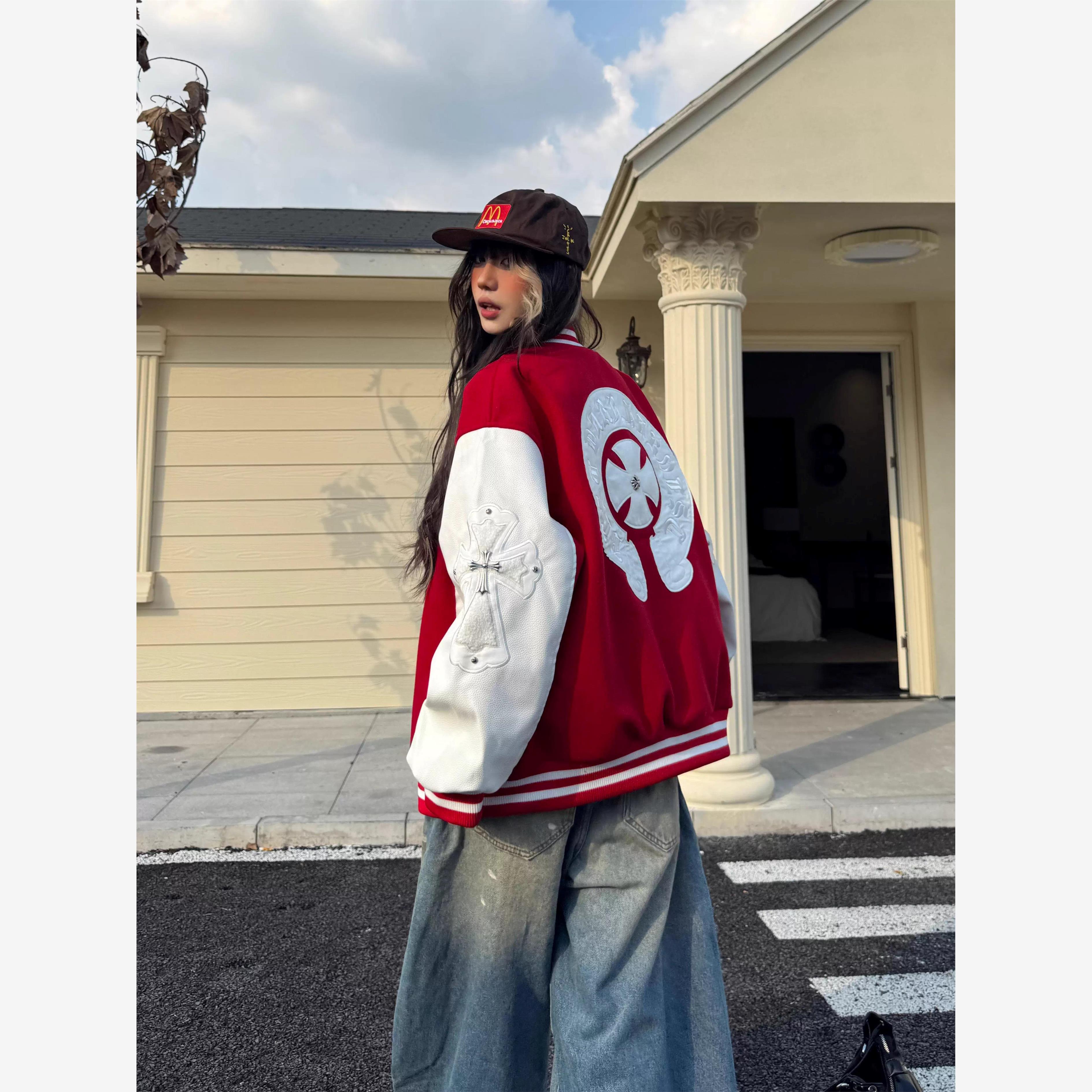 美式复古街头十字架贴皮刺绣