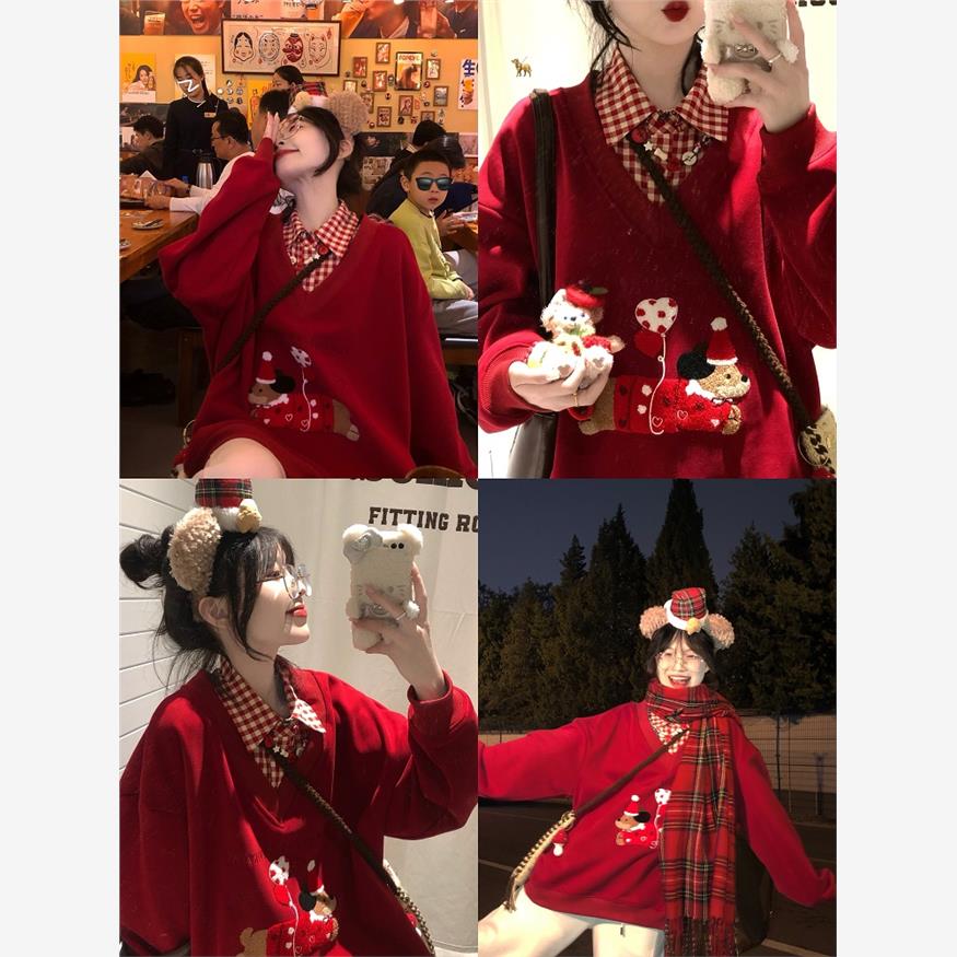 原创腊肠狗毛巾绣假两件领