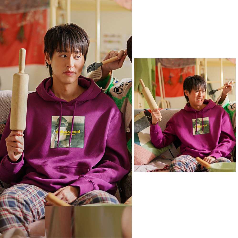 泰剧周边bk同款紫色卫衣女2021新款宽松韩版连帽外套情侣学生上衣