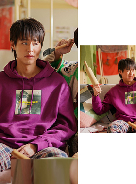 泰剧周边bk同款紫色卫衣女2021新款宽松韩版连帽外套情侣学生上衣