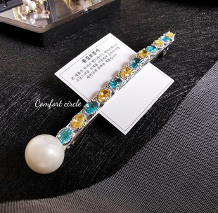 韩国进口高级感水钻发夹甜美珍珠发卡一字夹发饰顶夹头饰弹簧夹女