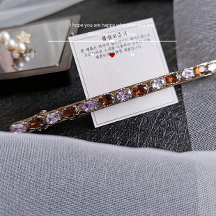 韩国进口紫色水钻发夹高级感弹簧夹发饰后脑勺顶夹发卡一字夹发饰