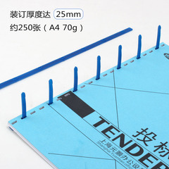 元浩 七自锁齿条 办公资料文件档案厚100支7孔梳式装订塑料压夹条