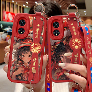 适用oppoa96手机壳防摔A97 5G硅胶软边OPPO可斜挎腕带A95镜头全包A93保护套女孩A92S卡通龙年男A91情侣新年款