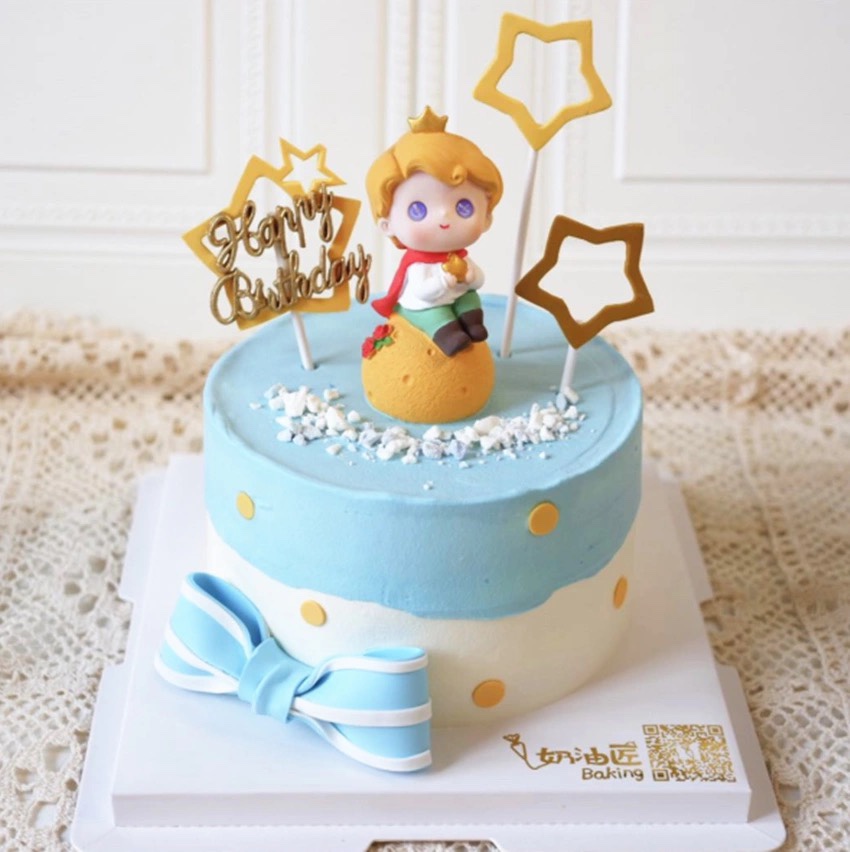 包邮树脂小王子生日蛋糕装饰摆件男孩儿童星愿王子甜品台装扮插牌