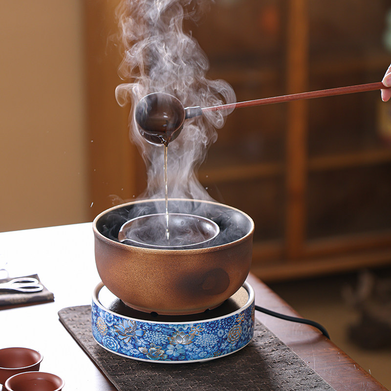 围炉煮茶古法粗陶煮茶炉煮茶壶茶碗套装电陶炉煮茶罐带长柄勺礼品,餐饮具,煮茶炉,淘宝优惠券,粉丝福利购,淘宝优惠卷