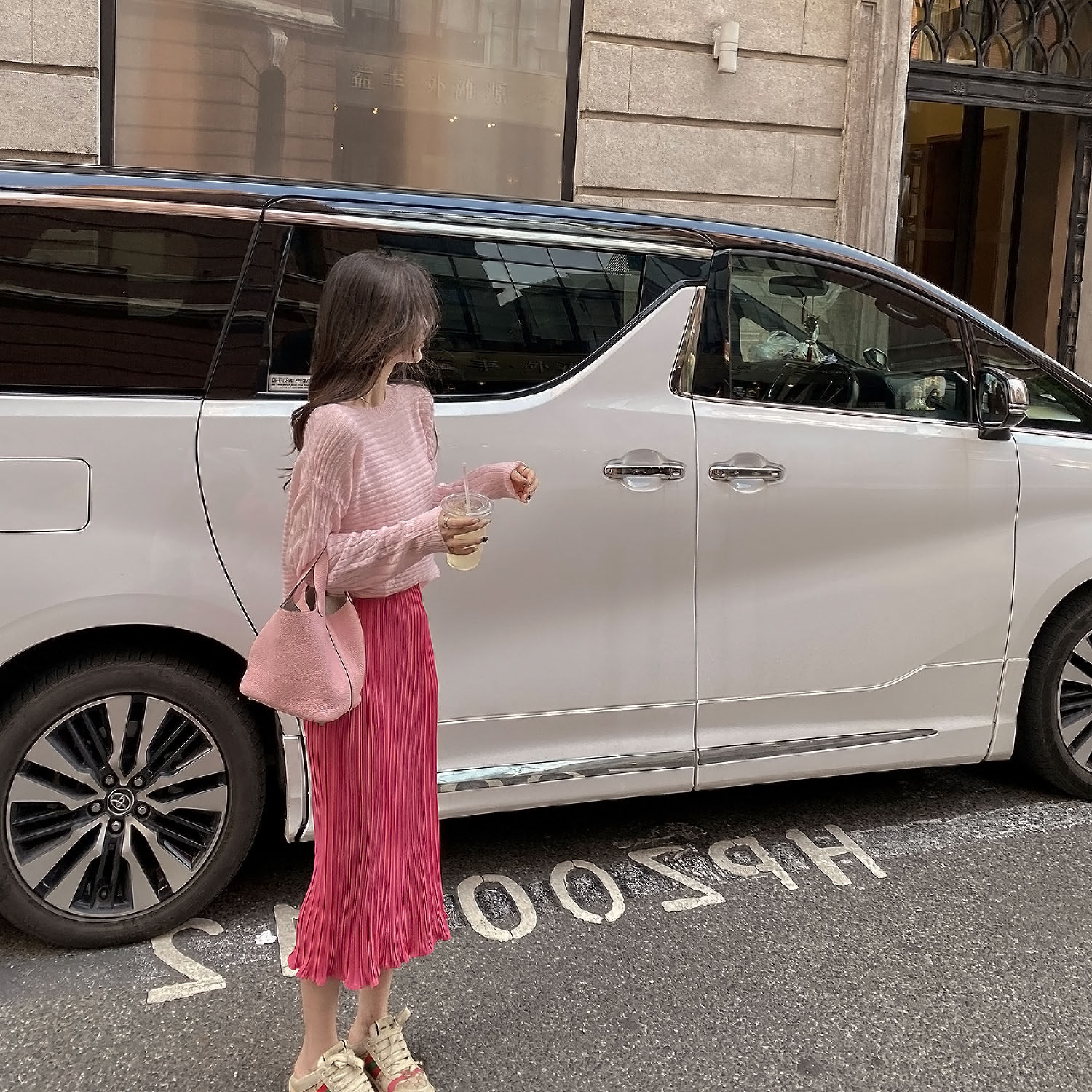 徐琳mini高腰弹力坑条鱼尾半身裙女春秋宽松设计感a字长款百褶裙