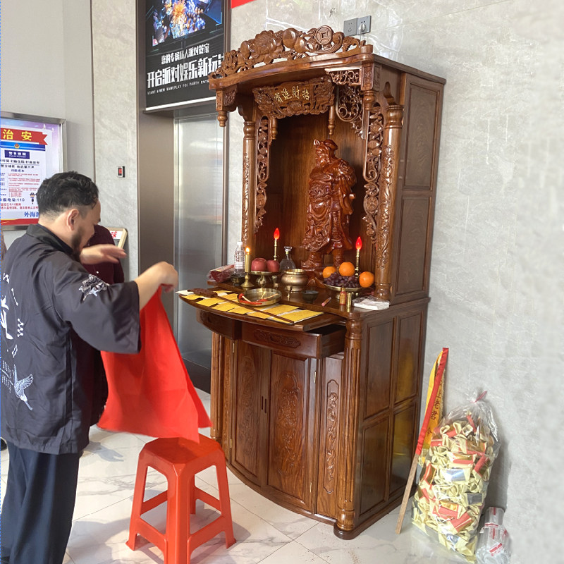 中式佛柜神柜刺猬紫檀　财神柜佛龛关公红木　仿古全屋定制家具