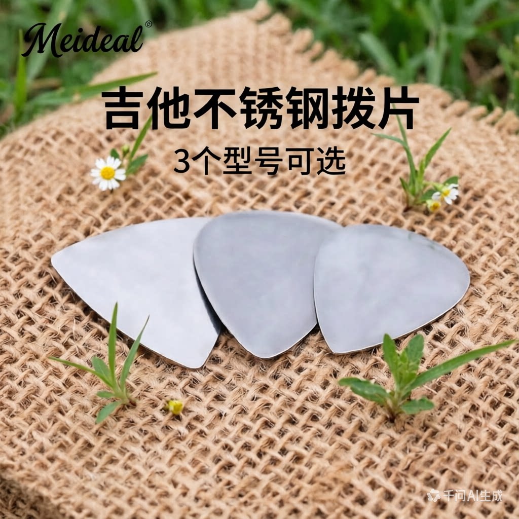 Meideal三角形不锈钢吉他拨片0.3mm金属拨片guitarpick吉他配件