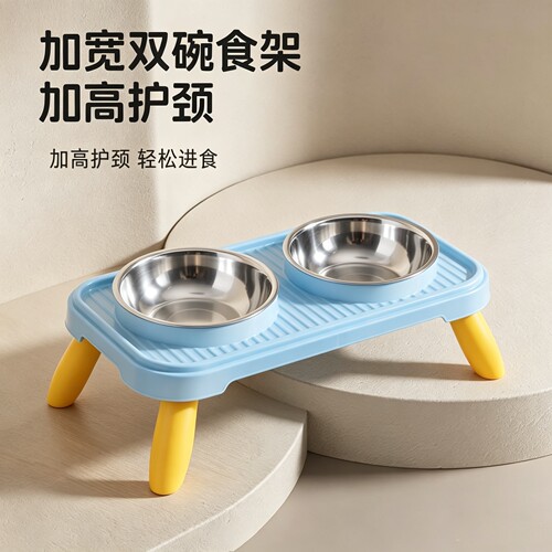 小桌板增高食架水粮一体双碗护颈