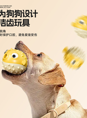 蹦蹦鱼狗狗玩具解闷神器磨牙耐咬玩具零食柯基泰迪金毛漏食发声球