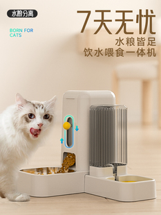 猫咪自动喂食器饮水机一体猫粮食盆狗碗双碗防打翻投食喂水狗饭盆