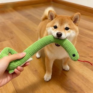 搞怪逗狗毛绒甩头小蛇狗狗玩具磨牙耐咬发声逗狗棒小型犬自嗨解闷