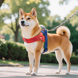 背心式狗狗胸背带牵引绳中小型犬柴犬防挣脱遛狗绳比熊宠物遛狗链