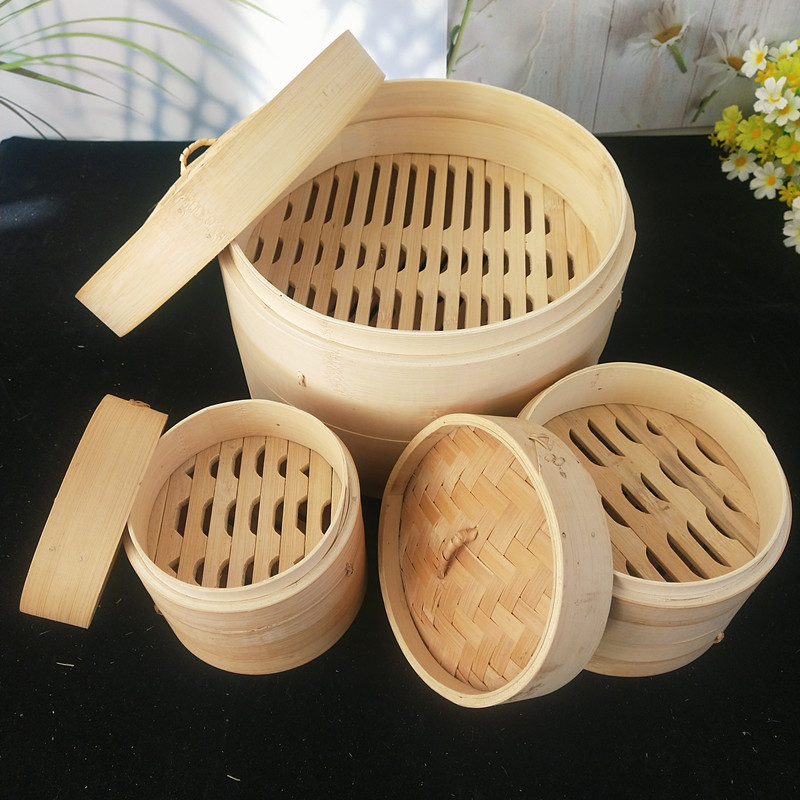 腾栏竹编制品蒸笼家用加高小笼包10cm竹子蒸格纯手工编织隔水包邮
