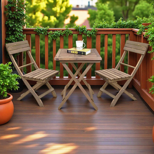 阳台桌椅实木三件套折叠户外