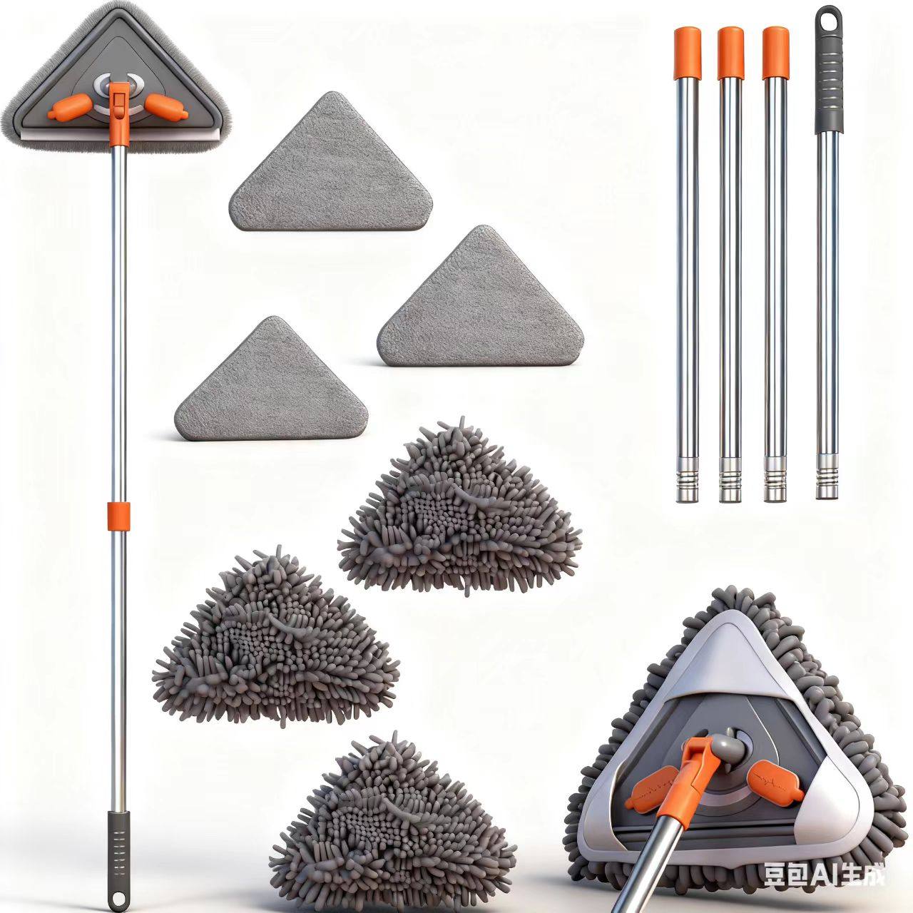 大号雪尼尔三角拖把干湿两用除尘多功能刮墙面顶棚天花板玻璃清洁,家庭/个人清洁工具,平板拖把,淘宝优惠券,粉丝福利购,淘宝优惠卷