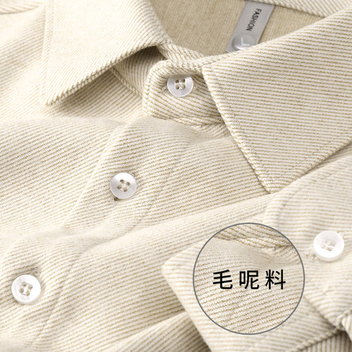 高端冬季加厚保暖磨毛呢绒衬衫男