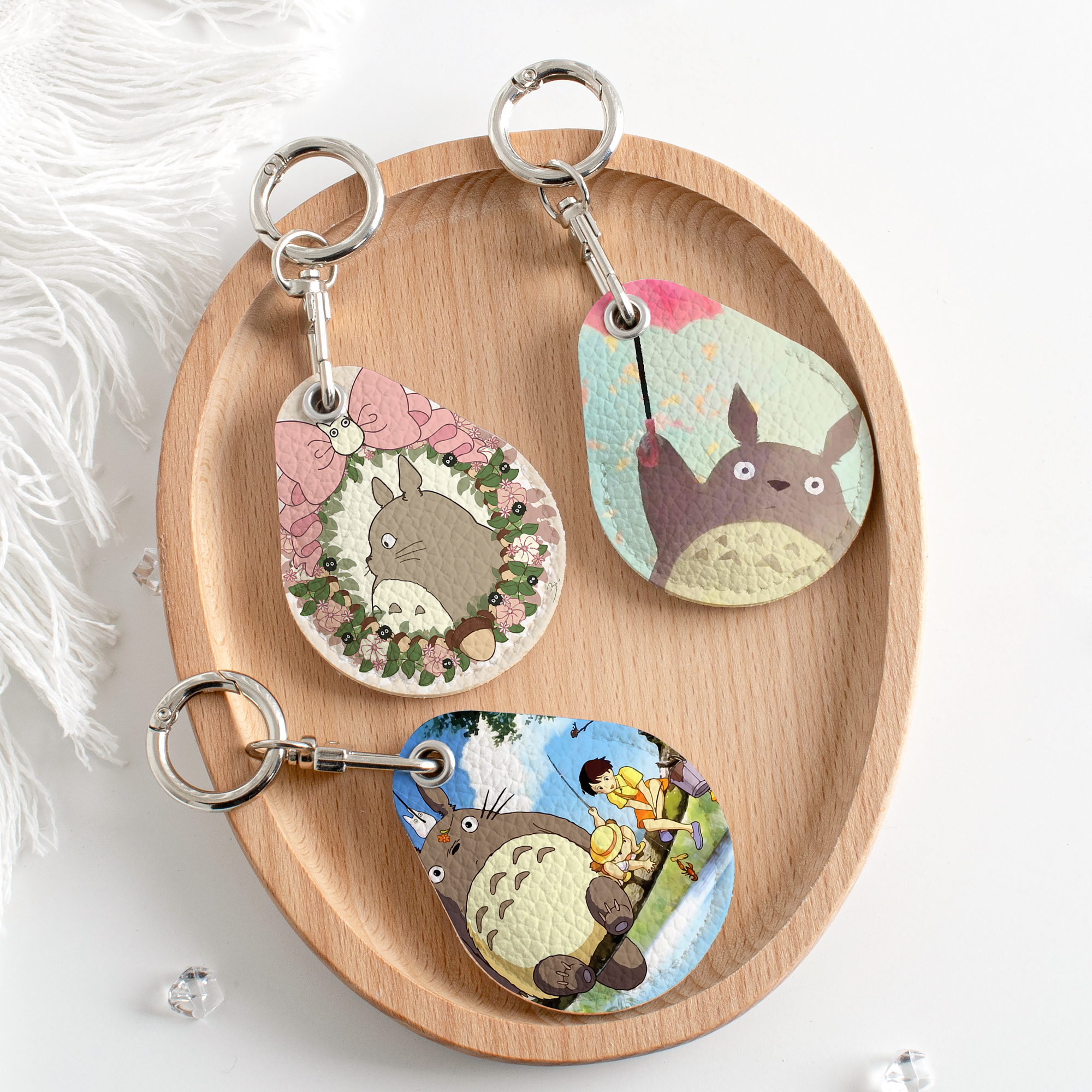 龙猫门禁卡套粉可爱长方形水滴钥匙扣迷你感应小区公交电梯保护套