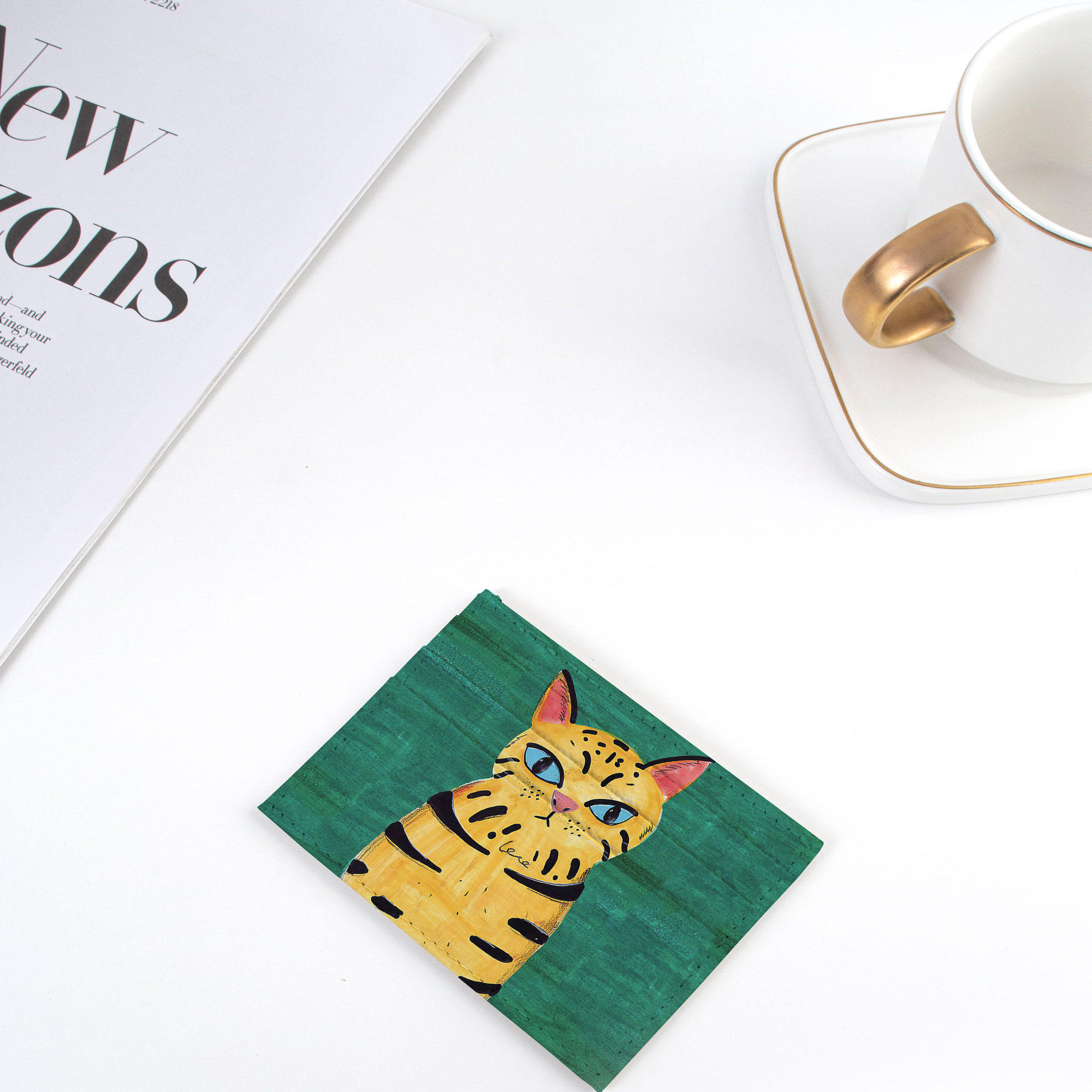 漫画猫咪卡通可爱卡包女士超薄大容量牛皮卡片包真皮简约公交卡套