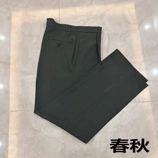 松枝绿春秋裤厚毛料常服裤子宽松军迷裤休闲裤工装裤带屁兜