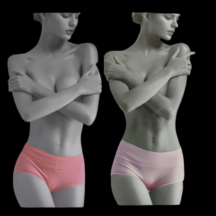 2条洁丽雅纯棉弹力中腰靓身透气收腹无痕防走光女平脚角内裤 包邮