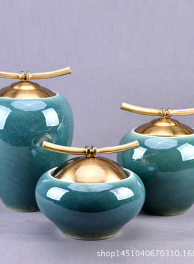 现代新中式客厅电视柜玄关摆件陶瓷罐子家居样板房装饰柜摆设饰品