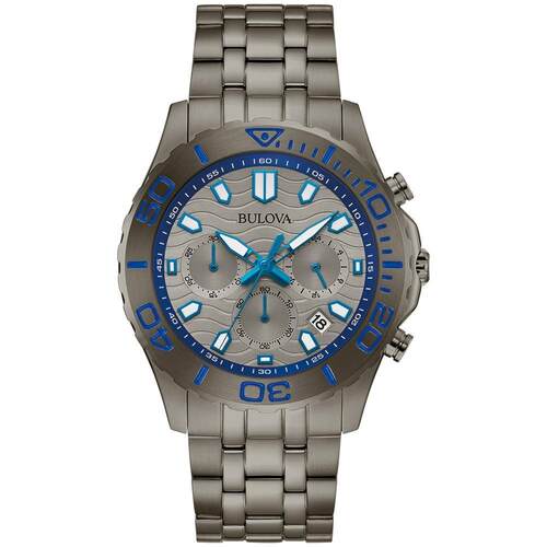 宝路华Bulova 98B434男手表男士运动计时表灰色不锈钢