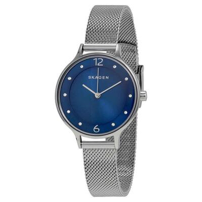 Skagen Anita蓝色表盘不锈钢网格女士手表SKW2307