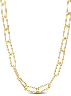 Amour 5mm Paperclip链项链黄色镀纯银20