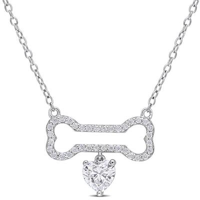 Amour 3 4 CT DEW Created Moissanite狗Bone Hanging心项链