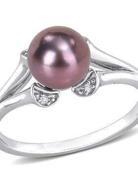 Amour戒指/指环Sterling Silver白色7 75mm黑色Freshwater