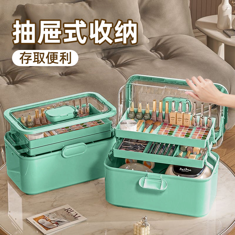 美甲工具箱收纳盒大容量三层指甲甲油胶用品盒子外出箱子上门专用