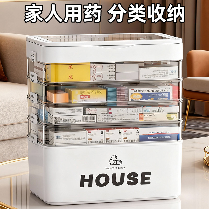 超大容量家用医药箱药品收纳盒多层医疗箱便携药盒家庭装急救箱子