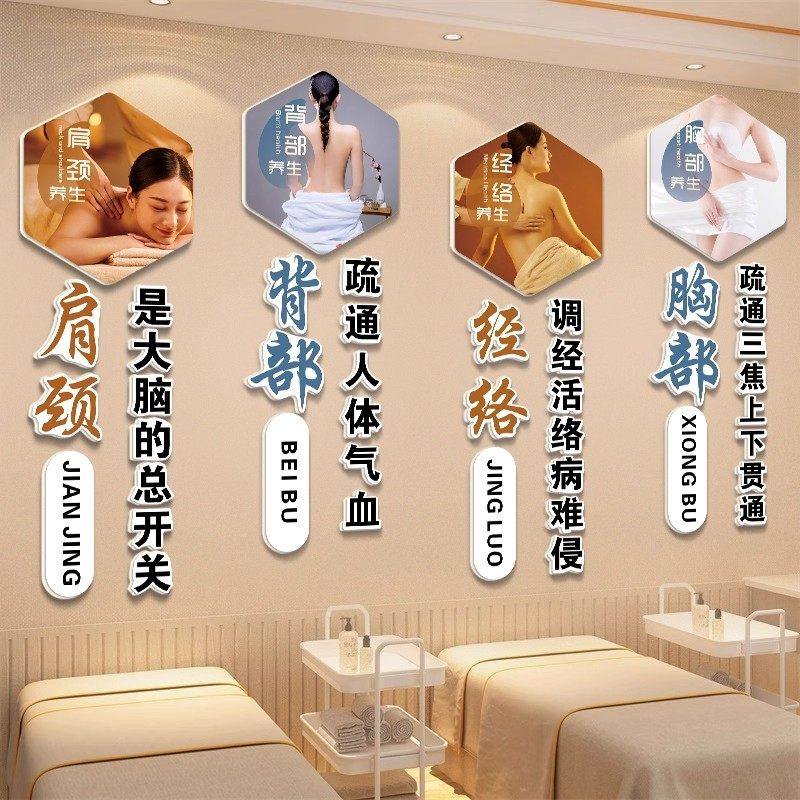 美容院墙面装饰画中医养生馆房间氛围布置轻奢高级感背景墙贴2026