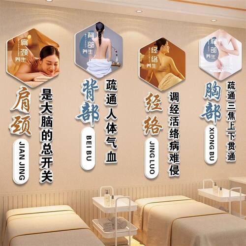 美容院中医养生馆轻奢背景墙贴