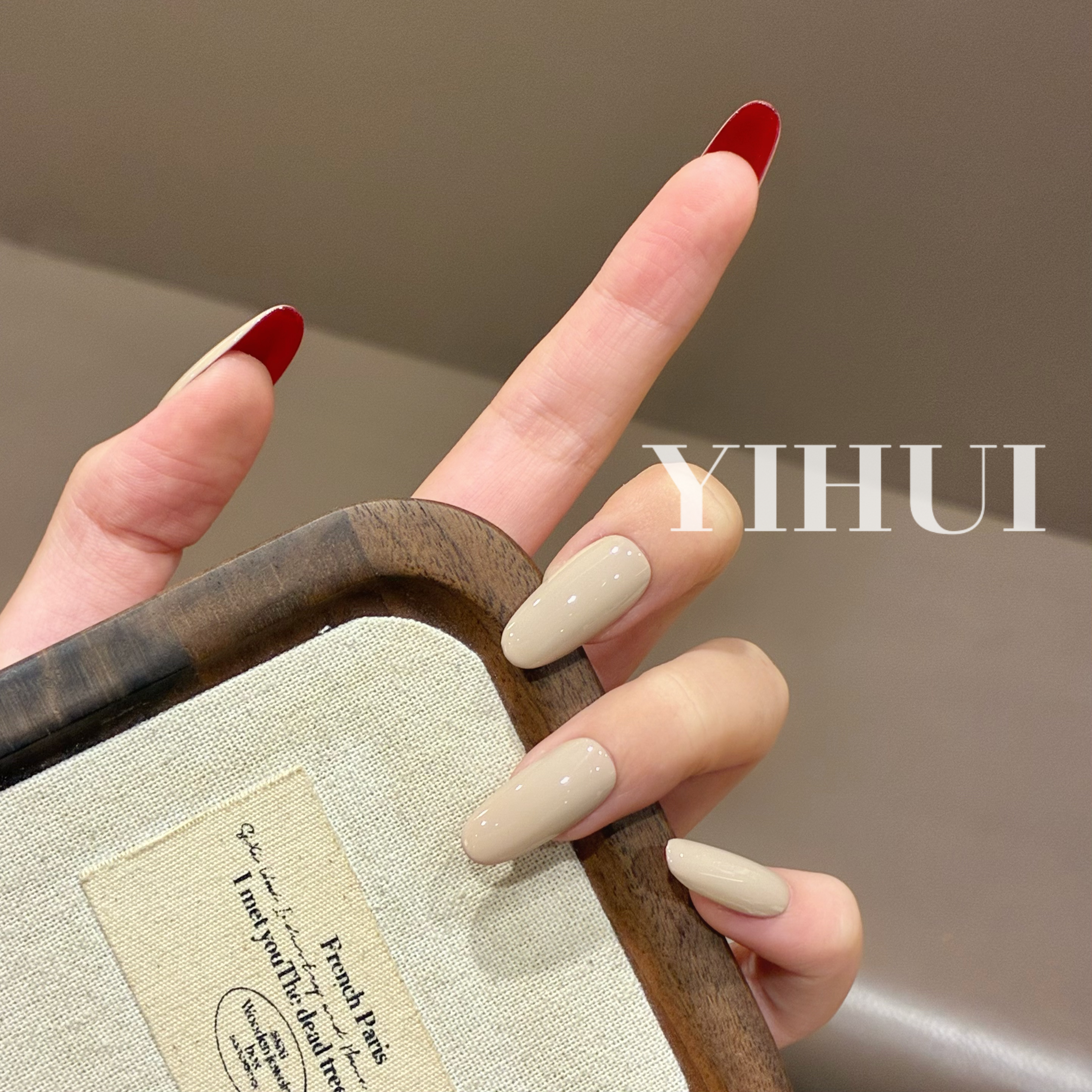 红白双面极简纯手工穿戴甲